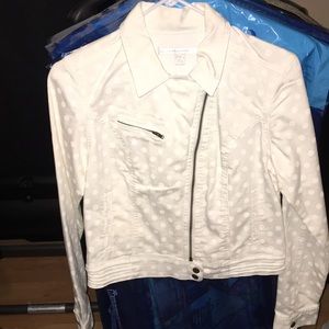 White polkadot denim / jean jacket - lauren Conrad